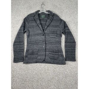 Woolrich Womens Sz Medium Charcoal Heather 100%‎ Lambs Wool Knit Basswood Blazer